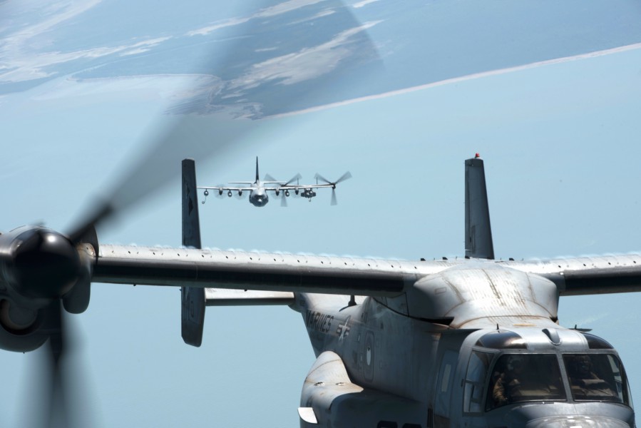 U.S. Marine MV-22 Osprey Aerial Refuel Over Australia 